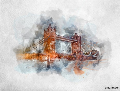 Picture of Watercolor painting of Tower Bridge in London